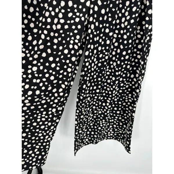 Umgee Black Cream Polka‎ Dot High waisted Pants Size L Wide Leg NWT Teacher - Image 3