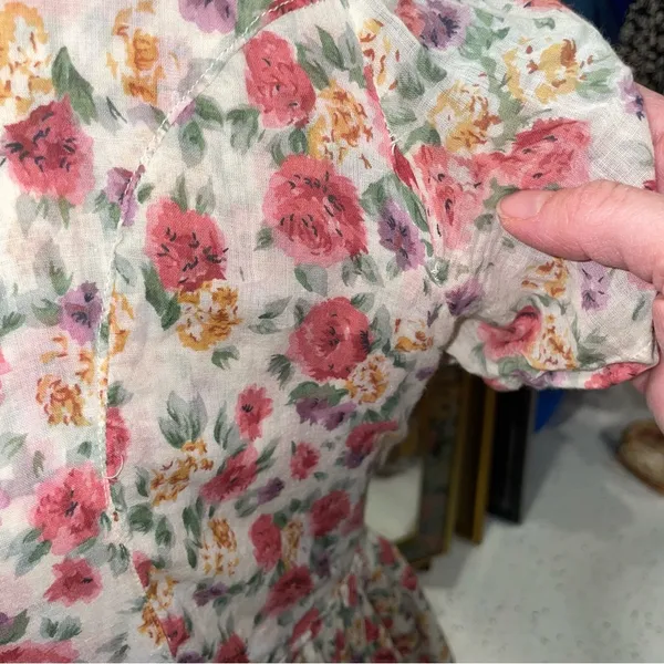 Vintage soft cotton floral boho maxi corset dress lace prairie pixie - Image 4