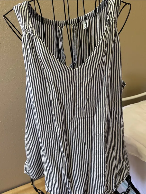 Coastal grandma flowy nautical stripe tank / Old Navy Black XL - Image 4