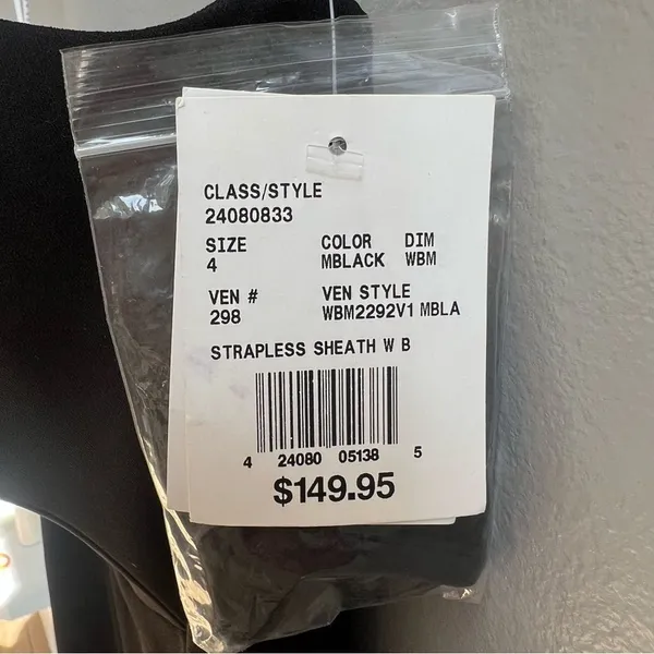 David’s Bridal NWT Jules and Cleo Crepe Black Strapless Evening Gown Embellished - Image 6