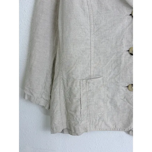 Minimalist 100% Linen Chore Jacket Beige Cherokee XXL Button Up Shacket - Image 2
