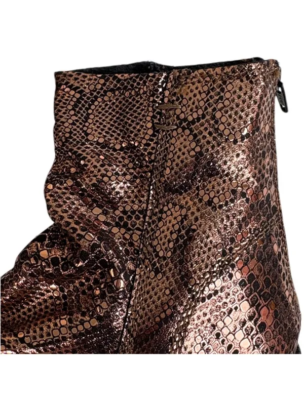 EUC Free People Leather Amarone Cooper Snakeskin Boots Size 7.5 - Image 5