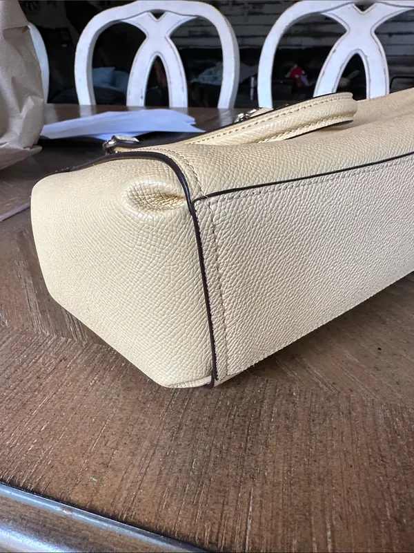 Coach Pebbled Leather Satchel Bag in Beige - Image 11