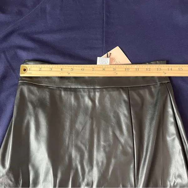 Shein Elegant Black Faux Leather High‎ Rise Front Skit Women's Midi Pencil Skirt - Image 10