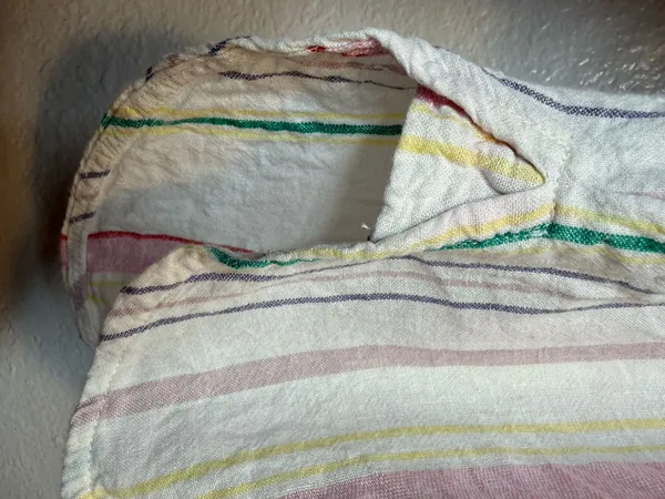 Madewell Striped Button Down Short Sleeve Daily Shirt Lighthouse Rainbow Size L - Image 4