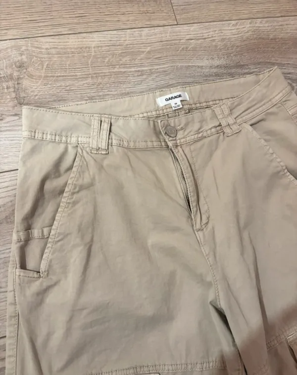 Garage Tan Khaki Baggy Straight Leg Cargo Pants Size 9 - Image 3