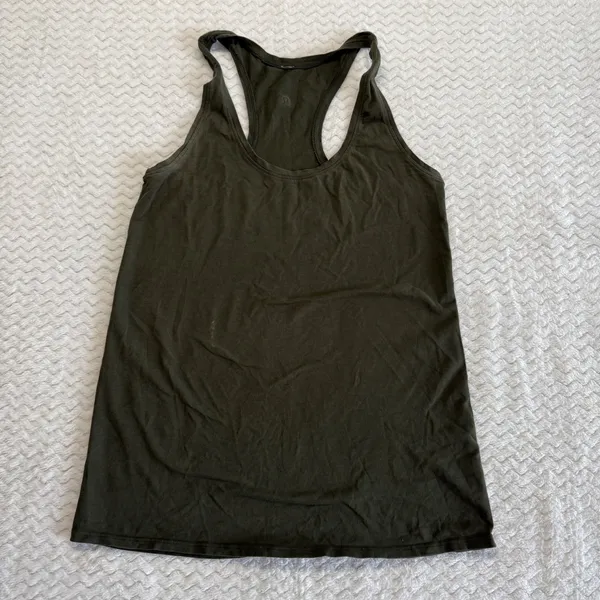 Lululemon Racerback Tank Top Dark Olive Green Scoop Neck Activewear Size 6 - Image 2