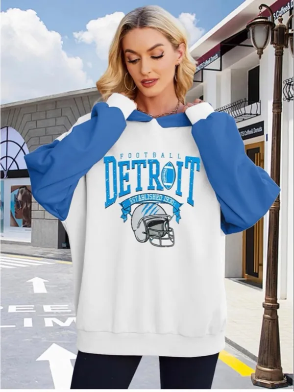 NEW Game Day Detroit Hoodie Football Graphic Pullover Sweatshirt S - Image 4