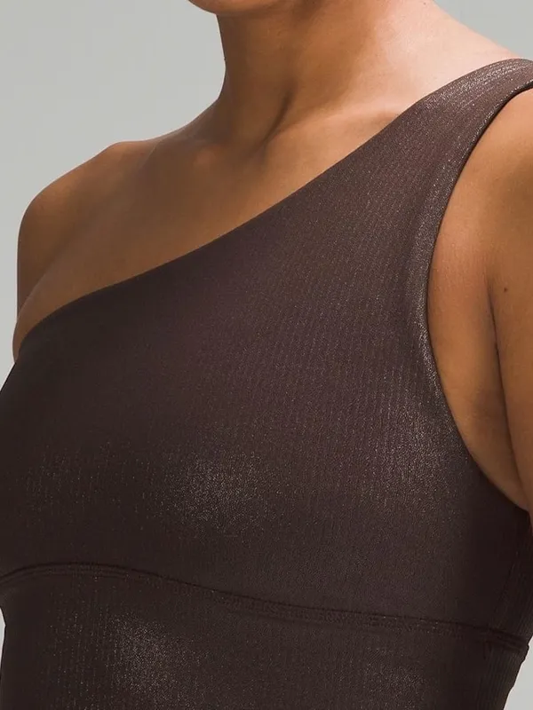 Lululemon 10 Asymmetrical Ribbed Sports Bra Espresso Brown Shine‎ Shimmer Top - Image 7