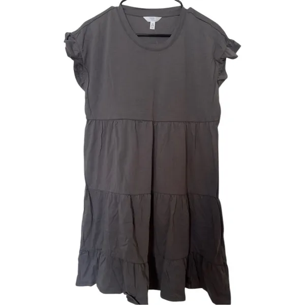 Time and Tru Women’s XS Gray Ruffle Sleeve Tunic Top Short Sleeve Casual - Image 3