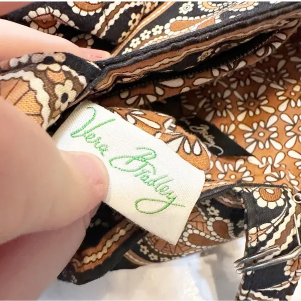 Vera Bradley Retired Black Brown Gold Paisley Boho Quilted Morgan Shoulder Bag - Image 8