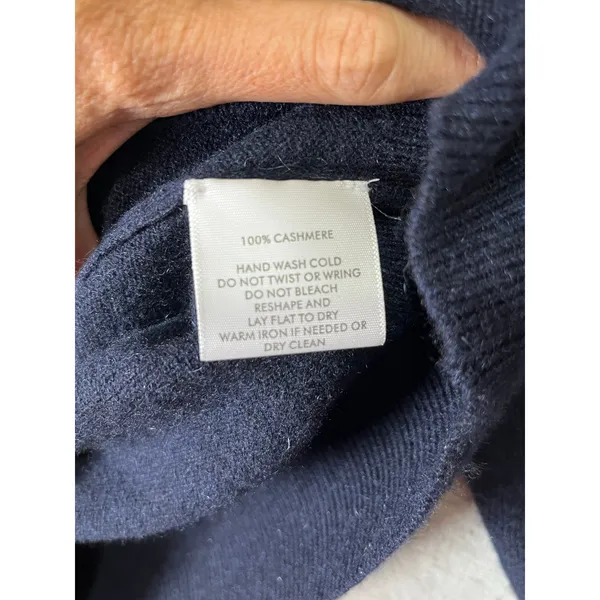 White‎ + Warren 100% Cashmere Navy V Neck Pullover Sweater Women's XS Classic - Image 6