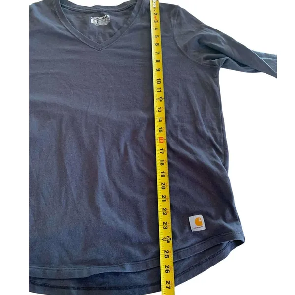 Carhartt Womens XL Gray Long Sleeve V Neck‎ TShirt Relaxed Fit Workwear Gorpcore - Image 7