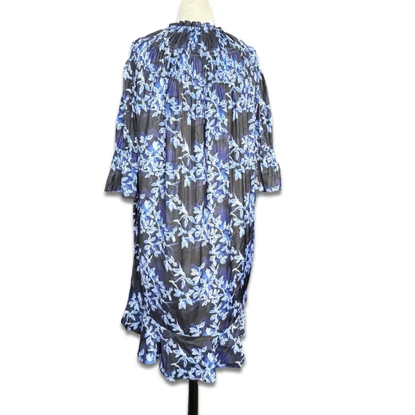French Connection Blue Floral Smocked Keyhole Front Boho‎ Mini Dress Size Small - Image 11