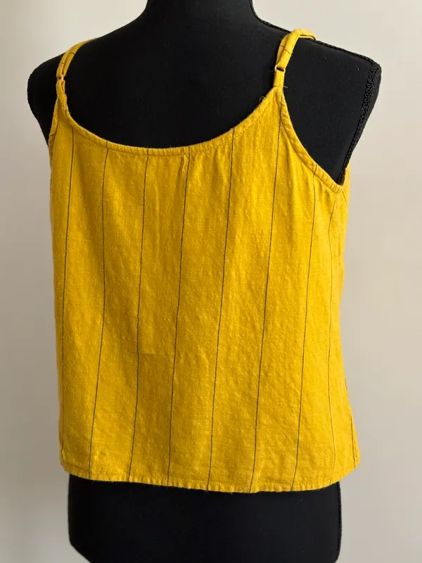 Dizzire Yellow Black Striped Thin Adjustable Strap Crop Top size M - Image 8