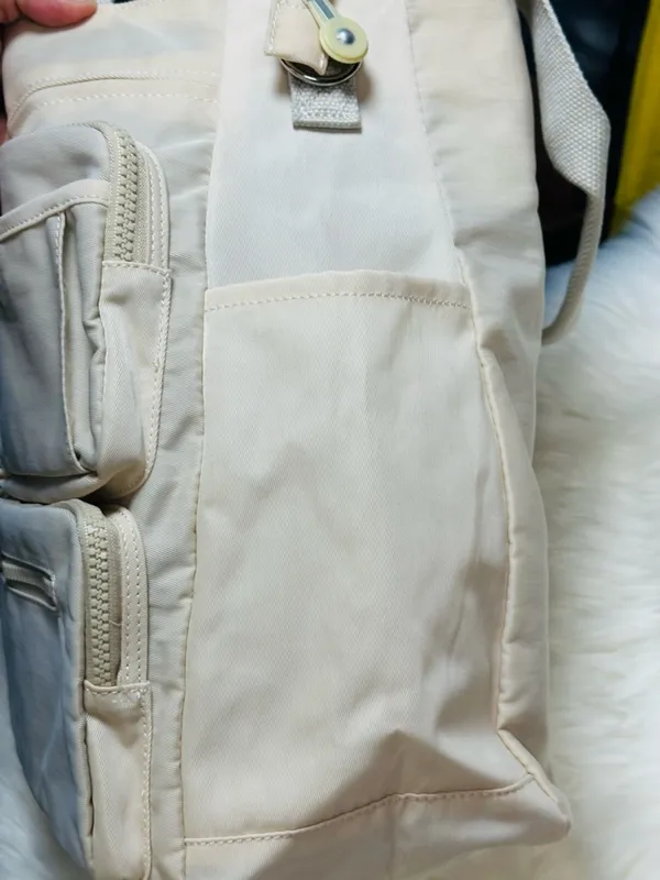 Everyday Utility Tote Bag in Light Beige - Multiple Pockets - Image 8