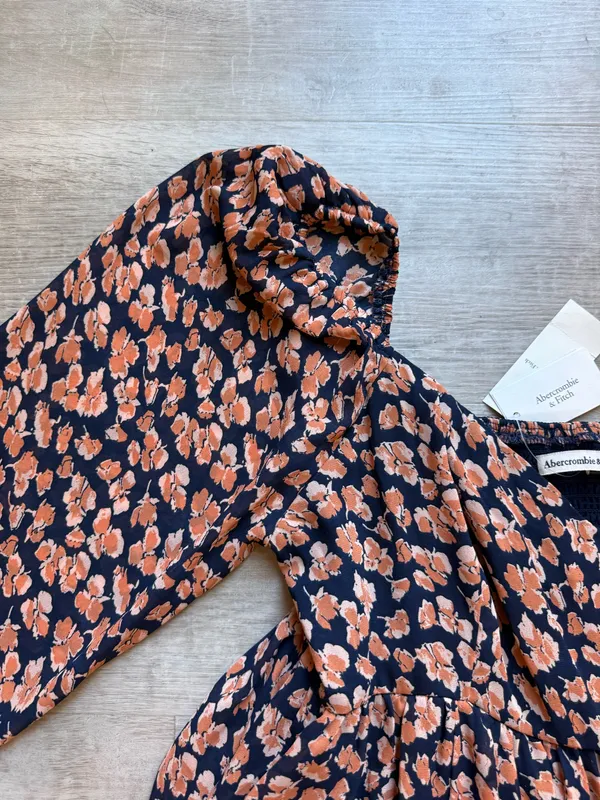 (NWT) Abercrombie & Fitch Floral Babydoll Long Sleeves Short Dress Size L - Image 5