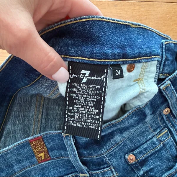 7 for all Mankind Denim Blue Jean Shorts Size 24 - Image 4