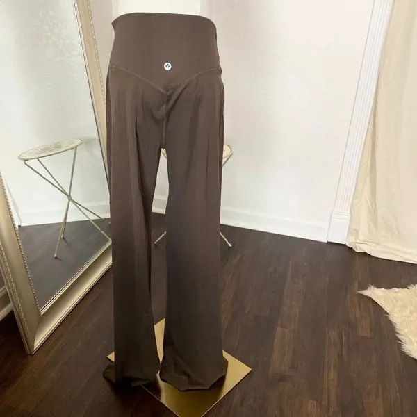NWT Pobodo High Waisted Yoga Casual Wide Leg Pants Size L Brown - Image 2