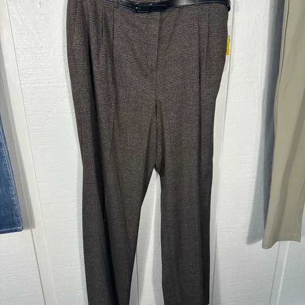 Calvin Klein Women's Brown Herringbone Belted Pants Size 12 N… - Image 4