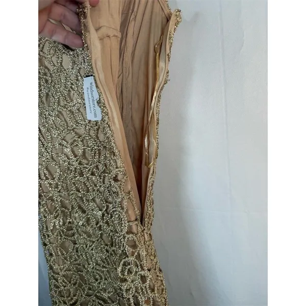 Windsor Dress Womens S Gold Gold Beaded Sequin Bodycon Mini V-Neck - Image 16