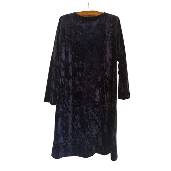 Entro Navy Crushed Velvet Lace Mini Dress Sz L‎ Festival Whimsigoth Renaissance - Image 3
