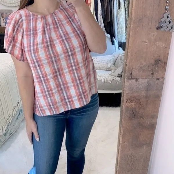 LOFT plaid boho top size medium - Image 2