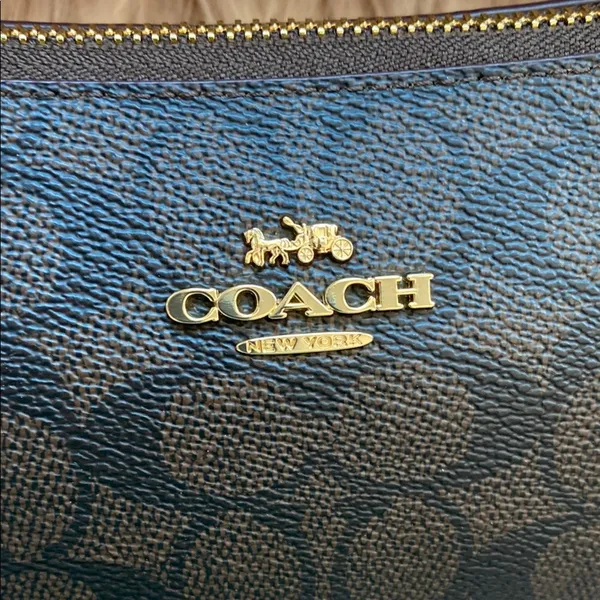 NWT Coach Black Signature Shoulder Bag with Gold Accents - Image 6