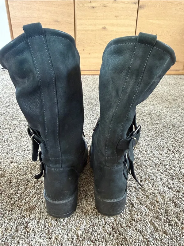 Coolway Black Mid-Calf Buckle Leather Boots - Image 4
