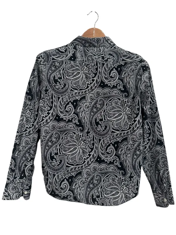 Lauren Ralph Lauren Black & White Paisley Non-Iron Button-Down Preppy Shirt sz M - Image 2