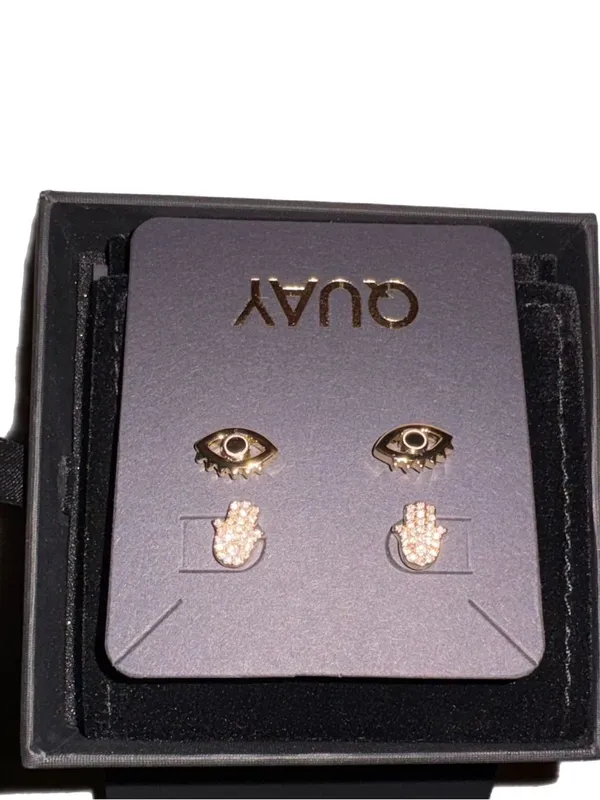 Quay Australia Good Vibes Earring Set New In Box Gold Tone Hypoallergenic - Image 2