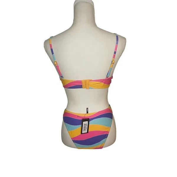 NWT Foreplay 2piece Bikini Set Multi Color Size L Vacation Pool Beach underwire Pink Size L - Image 2
