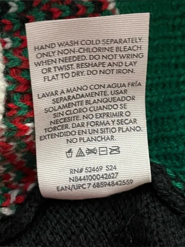 No Boundaries Crew Neck Ugly Christmas Sweater Embellished Santa Black XS - Image 2