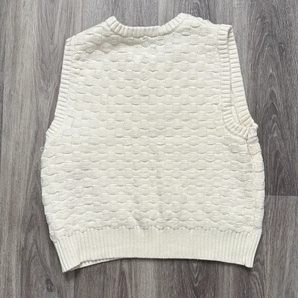 BDG Textured Cream Knit Vest Size Large Women’s Cotton blend Sweater - Image 3