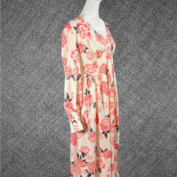 Floral Rose Print Long Sleeve Dress - Image 4