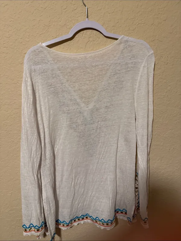 INC International Concepts White Embroidered V-Neck Tunic - Image 4