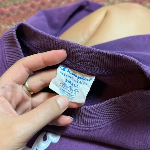 CHAMPION PURPLE REVERSE WEAVE PULLOVER SWEATSHIRT - Image 2
