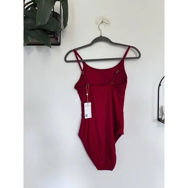 NWT Quince Cherry Red Italian Cami One-Piece Swimsuit Size Small - Image 4