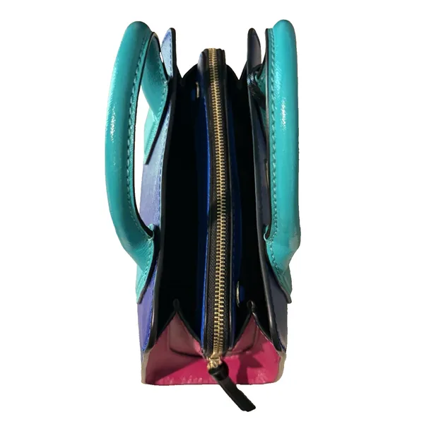 Marc Jacobs Little Big Shot Leather Tote Teal Blue Playboy Strap Satchel NWOT - Image 5