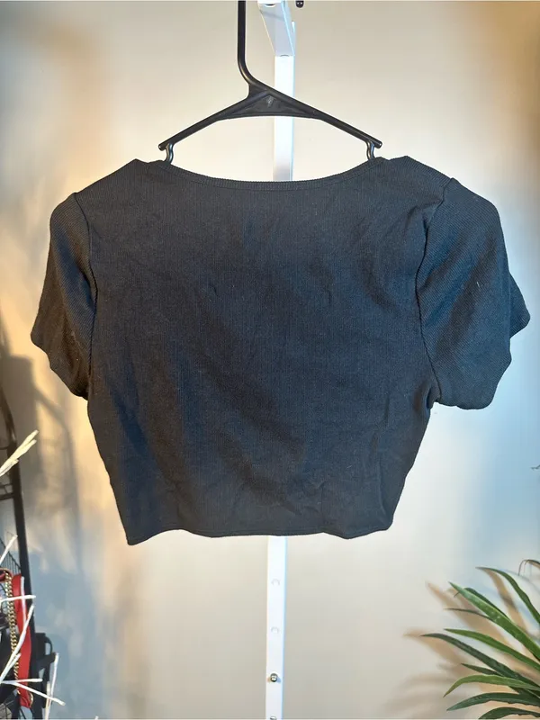 X351. PAC sun - pac cares Black Lace-Up Crop Top - Image 3