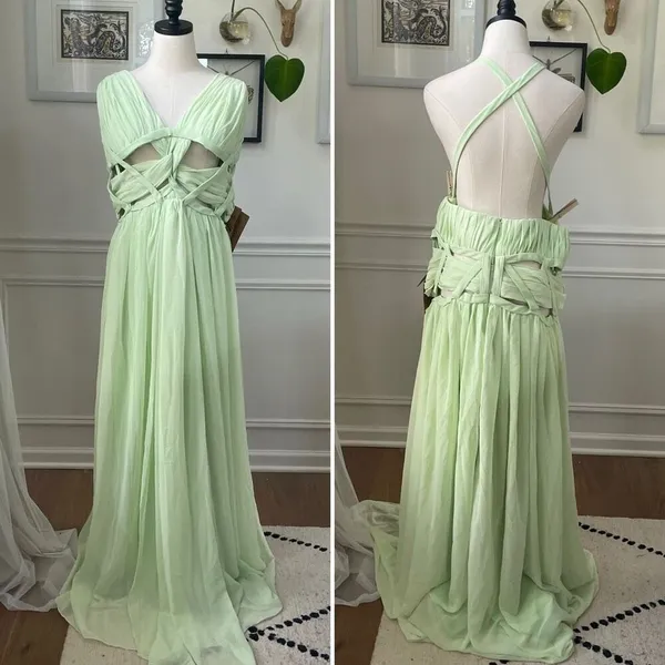 NWT Light In The Box Lime Green Formal Gown Dress Cut Out Waist 26W 3X - Image 2