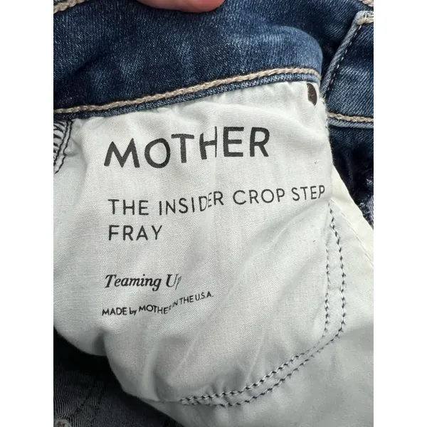 Mother the Insider Crop Step Fray Jeans Womens 25 Blue Teaming Up‎ Stretch Denim - Image 6