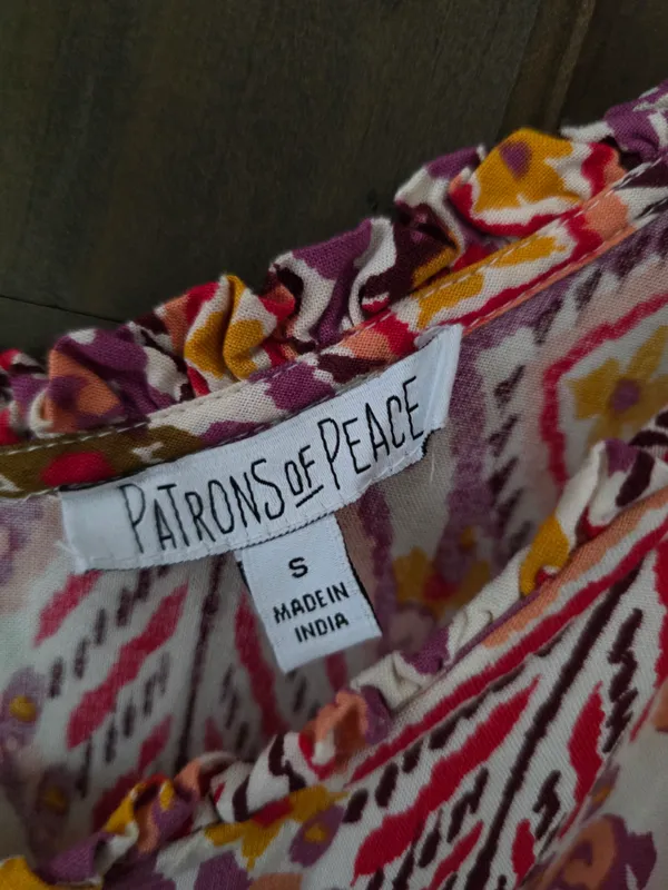 O Patrons of Peace Multicolor Sleeveless Top in Pink, Yellow & Purple Small - Image 2