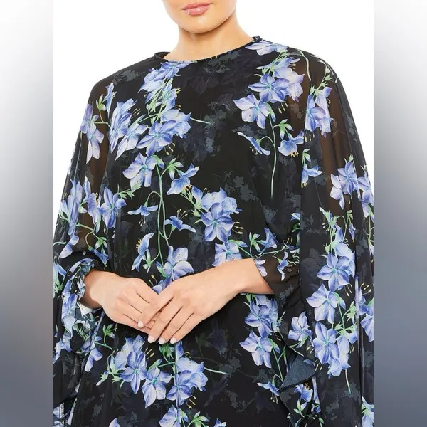 IEENA for MAC DUGGAL Floral Cape Mini Shift Dress 2 - Image 3