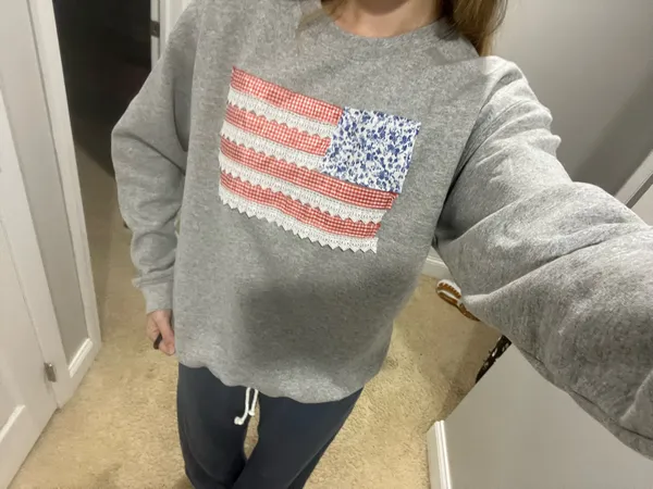 Patchwork hoodie American flag Gray Size M - Image 2