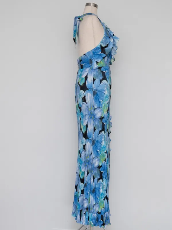 Dress the Population - Kathleen Floral Ruffle Halter Gown‎ - Image 5