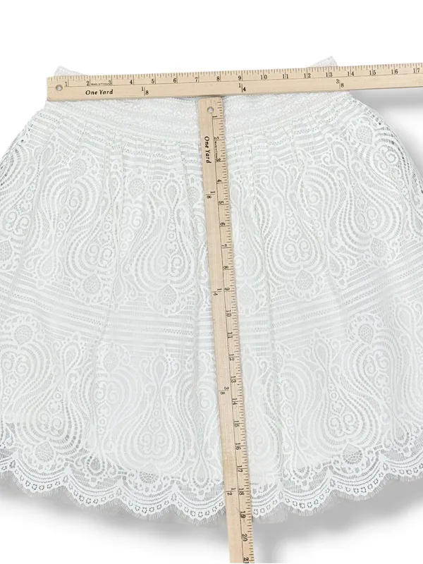 Bebe Lace Scallop Hem Mini Skirt White Medium Elastic Waist Cottagecore Layered - Image 12