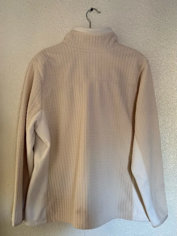 L.L. Bean Mountain Classic Windproof cream Fleece full zip up Jacket size XL - Image 7