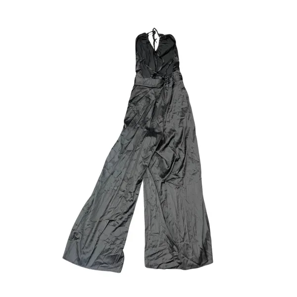 Cider Satin Style Jumpsuit Strappy X Cross Straps Slit Opening Wide Leg Nwt Y2k - Image 2