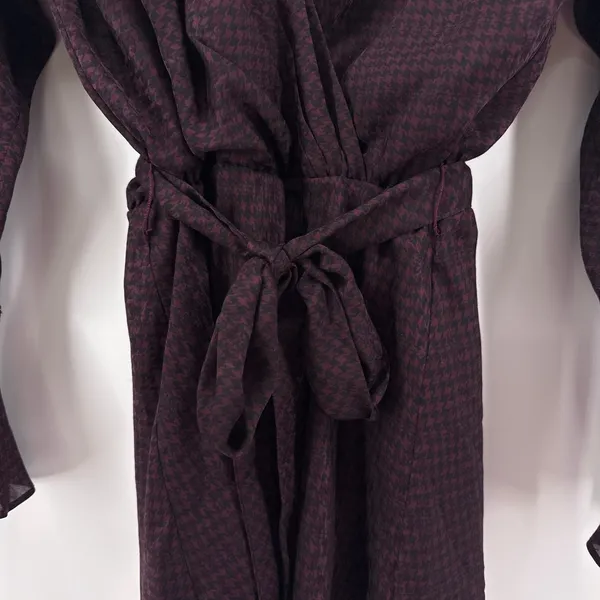 NEW NWT Joie Marcel Blackberry Houndstooth Tiered‎ Long Sleeve Wrap Dress Small - Image 5